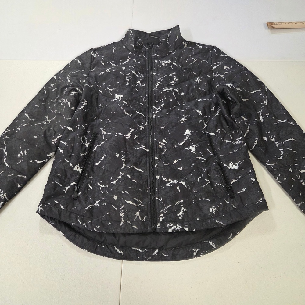 The North Face Womens Medium Black White Marble Quilted Puffer Jacket Full Zip
